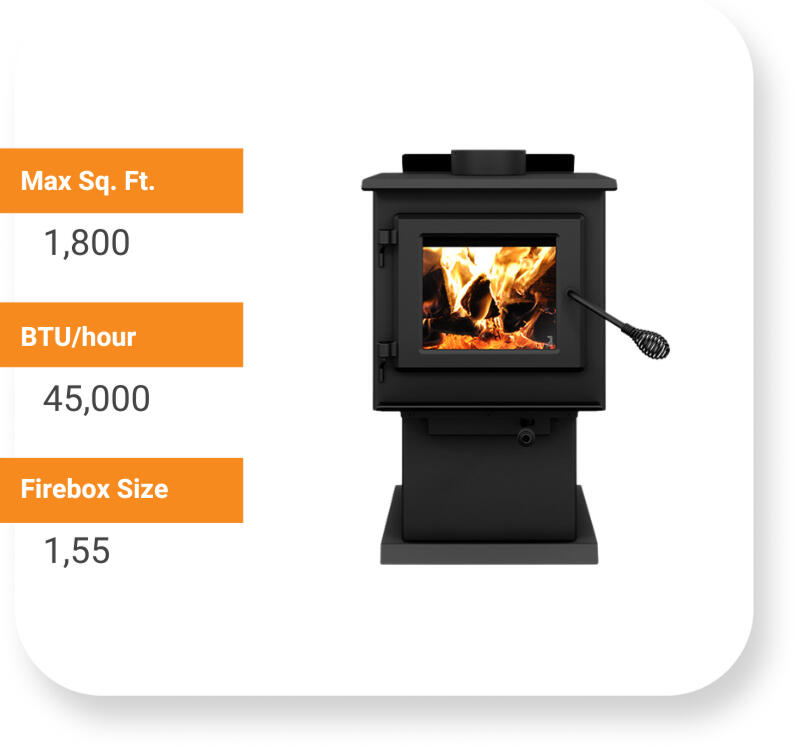 Century Heating S250 Wood Stove 1800 sq ft EPA